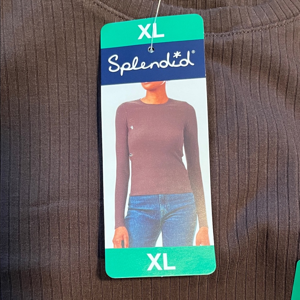 ✨ NWT Splendid Women’s Brown Ribbed Top – Size XL ✨